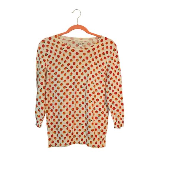 J Crew Factory Crew Neck Sweater M Peaches 3/4 Sleeve 100% Cotton Preppy Casual - Picture 1 of 9